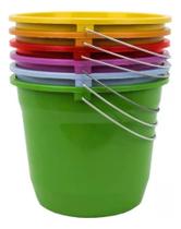2X Kit 10 Baldes Plásticos Alça Reforçada 5 Litros Coloridos