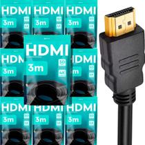 2X Kit 10 Cabos Hdmi 3M Metros Mts 4K 3D Full Hd Blindado Go