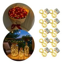 2X Kit 10 Fios De Fada 3M 30 Leds Cordão De Luz Branco Bater