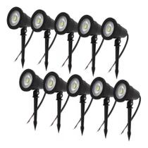 2X Kit 10 Luminária Espeto Jardim Cob Led 3W Prova D'Água Co