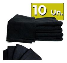 2X Kit 10 Pano De Prato Liso Preto Flanelado C/Bainha Atacad