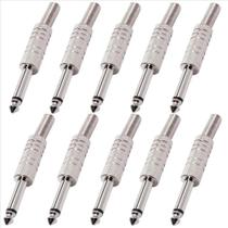 2X Kit 10 Plug P10 Conector Mono Metálico Guitarra Violão Ba