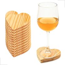 2X Kit 10 Porta Copos Coração Amor Rústico Madeira Artesanat