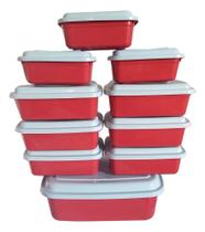 2X Kit 10 Potes De Mantimentos Vasilhas Plásticas Retangul 2X Kit 10 Potes De Mantimentos Vasilhas Plásticas Retangul