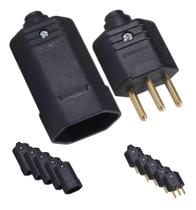 2X Kit 10 Tomada Fêmea E Plugue Macho 10A 3 Pinos Desmontáve