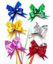 2X Kit 100 Laço Mágico Gliter Médio 1,8X35Cm Presente Embala