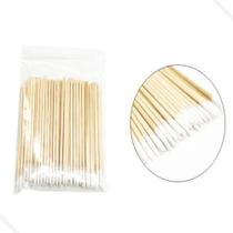 2X Kit 100 Palitos Com Algodão Para Limpeza Henna Unha Cílio