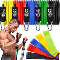 2X Kit 11 Extensor Elástico Treino Em Casa + Kit 5 Mini Band