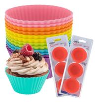 2X Kit 12 Formas Silicone Cupcake Bolo Muffin Assadeira Core