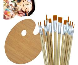 2X Kit 12 Pincéis Artesanato Pintura Ponta Fina Chata + Pale 2X Kit 12 Pincéis Artesanato Pintura Ponta Fina Chata + Pale