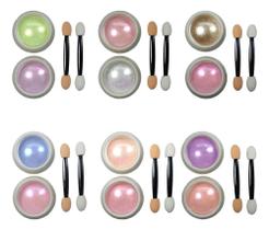 2X Kit 12 Pote Pó Cromo Holografico Metalizado Glitter Unhas