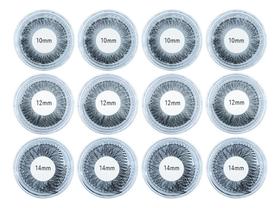 2X Kit 12 Potes Cílios Tufo Extensão Tufinho 10Mm, 12Mm E 14