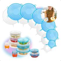 2X Kit 12 Tampas Silicone Flexível Para Panela Pote Universa 2X Kit 12 Tampas Silicone Flexível Para Panela Pote Universa
