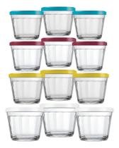 2X Kit 12 Tigelas De Vidro Potes Americano Congelar Tampa 15