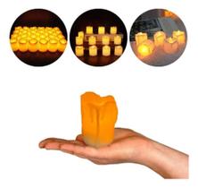 2X Kit 12 Vela Decorativa De Led Eletrônica Amarelas + Bater