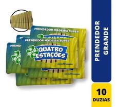 2X Kit 120 Prendedores De Roupa Madeira Grande 10 Dúz