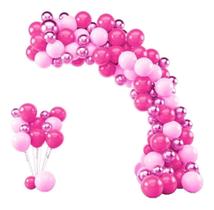 2X Kit 125 Balões Bexiga Rosa Claro + Pink + Rosa Metalizado