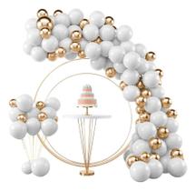 2X Kit 150 Balões Bexiga Branco Nº 7 + Dourado Metalizado Nº