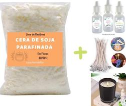2X Kit 1Kg Cera Parafinada Soja Ecomix + 3 Essências + 10 Pa 2X Kit 1Kg Cera Parafinada Soja Ecomix + 3 Essências + 10 Pa