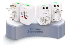 2X Kit 2 Adaptador Tomada Universal Para Viagens Internacion