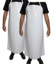 2X Kit 2 Avental Branco Impermeável De Pvc Cozinha E Açougue