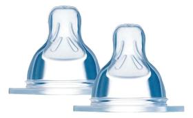 2X Kit 2 Bicos De Silicone Para Mamadeira 2M+ Fluxo Médio Ma