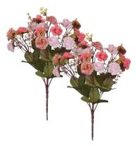 2X Kit 2 Buquê Rosa Artificial Decoração Enfeite Arranjo Flo