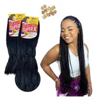 2X Kit 2 Cabelo Jumbo Box Braids Crochet Tranças Cores + An 2X Kit 2 Cabelo Jumbo Box Braids Crochet Tranças Cores + An