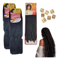 2X Kit 2 Cabelo Jumbo Gypsy Braids Tranças + Nina Softex +An 2X Kit 2 Cabelo Jumbo Gypsy Braids Tranças + Nina Softex +An