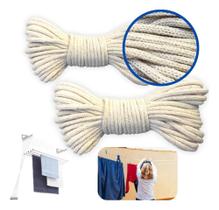 2X Kit 2 Cordas Varal 100% Algodão Resistente Não Alonga 15M