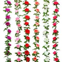 2X Kit 2 Corrente De Rosas Artificiais 2,25 Metros Decorativ