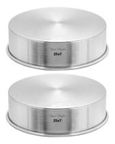 2X Kit 2 (Duas) Forma Assadeira Bolo Caseiro Redonda 25 X 7