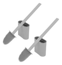 2X Kit 2 Escovas Silicone Vaso Sanitário Base Banheiro Priva