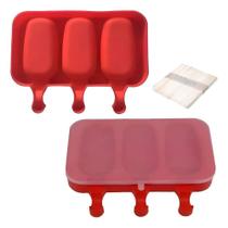 2X Kit 2 Forma Molde Para Sorvete Picolé Silicone Com Tampa 2X Kit 2 Forma Molde Para Sorvete Picolé Silicone Com Tampa