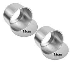 2X Kit 2 Forma Redonda 15X10 Fundo Falso Removível Alumínio