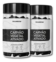 2X Kit 2 Frascos Carvão Vegetal Ativado Suplemento 120 Cápsu