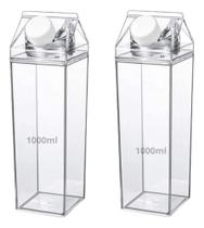 2X Kit 2 Garrafas Acrilico Plastico 1 Litro Suco Leite Agua 2X Kit 2 Garrafas Acrilico Plastico 1 Litro Suco Leite Agua