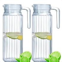 2X Kit 2 Jarras Vidro Suiça Suco Agua 1 Litro C/Tampa