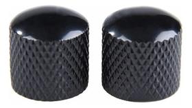 2X Kit 2 Knob Metal De Pressão Para Guitarra Baixo Preto