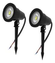 2X Kit 2 Luminária Espeto Jardim Com Lâmpada Cob Led 7W Amar
