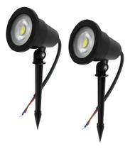 2X Kit 2 Luminária Espeto Jardim Com Lâmpada Cob Led 7W Verd