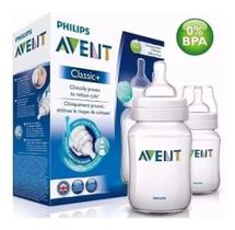 2X Kit 2 Mamadeiras 125/260Ml Classic Cristal - Philips Aven 2X Kit 2 Mamadeiras 125/260Ml Classic Cristal - Philips Aven