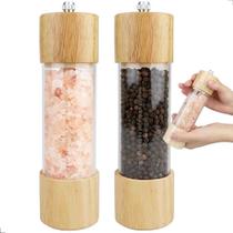 2X Kit 2 Moedor De Pimenta E Sal Manual Madeira Temperos Grã