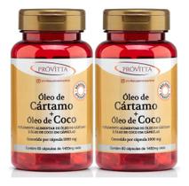 2X Kit 2 Óleo De Cártamo + Óleo Coco 1000Mg Termogênico 60 C