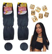 2X Kit 2 Pacotes Cabelo Jumbo Super X Para Tranças 400G + An 2X Kit 2 Pacotes Cabelo Jumbo Super X Para Tranças 400G + An