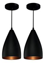 2X Kit 2 Pendentes Bala / Vegas - Rápida Cor Preto Fosco/Bro 2X Kit 2 Pendentes Bala / Vegas - Rápida Cor Preto Fosco/Bro