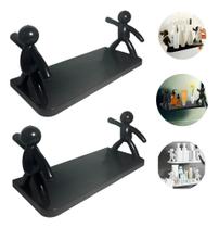 2X Kit 2 Prateleira De Plástico Preto Para Banheiro Bonequin 2X Kit 2 Prateleira De Plástico Preto Para Banheiro Bonequin