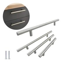 2X Kit 2 Puxador Móveis Haste Redonda Inox Esc 96/128/160/19