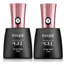 2X Kit 2 Risque Diamond Gel Top Coat Fixador 9,5Ml Extra Bri