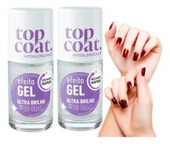 2X Kit 2 Top Coat Efeito Gel Hipoalergênico Duração 10 Dias
